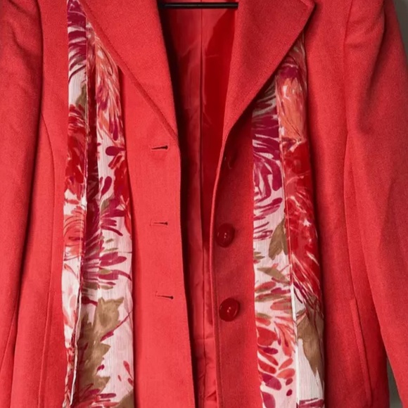 Evan Picone suit, coral color with scarf, size 12, EUC, jacket/pencil skirt - Picture 9 of 14